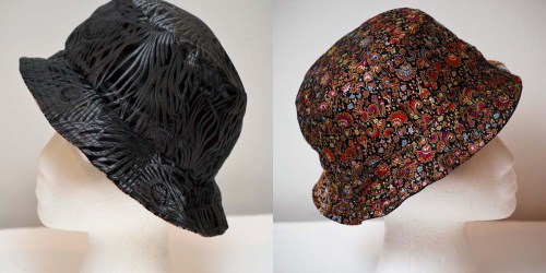 Silk Reversible Hat - Charcoal Feather & Multi Mums